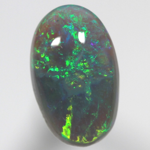 SOLID BLACK OPAL Neon bright greens in a Flame pattern